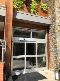 newly installed commercial sliding door