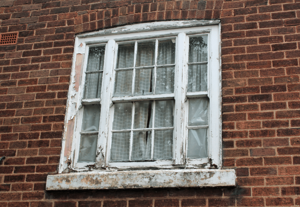 window with old, unsafe lead paint