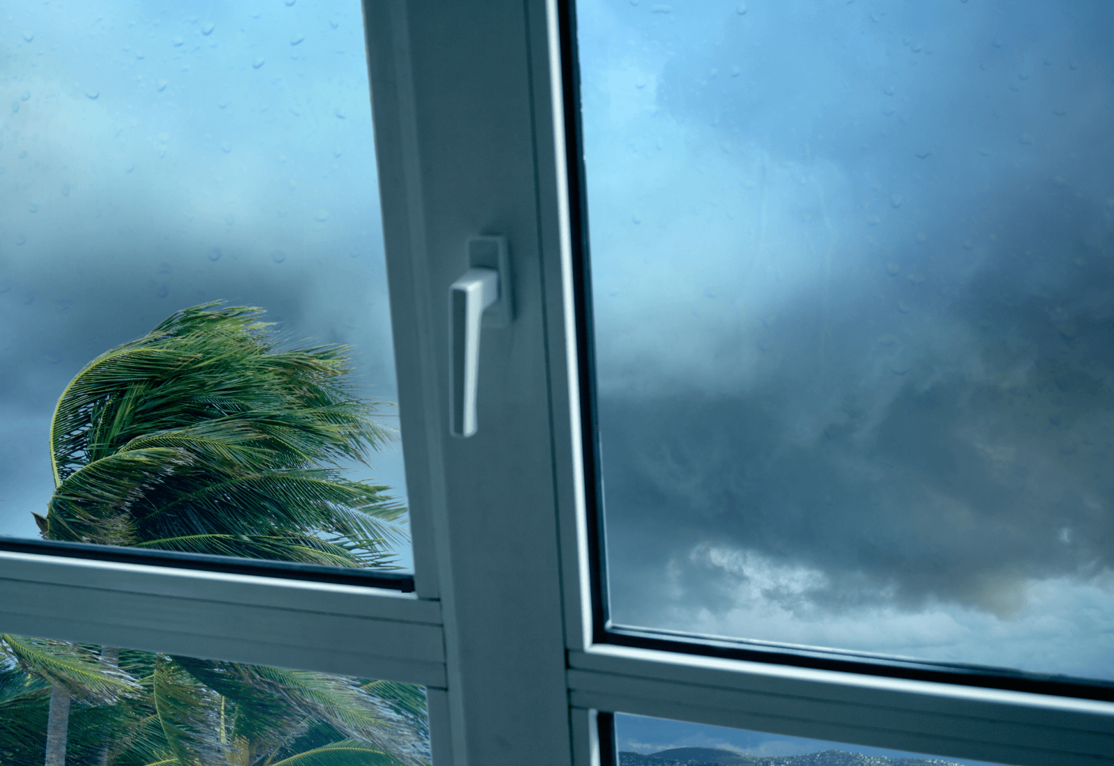 Image of a storm through a window